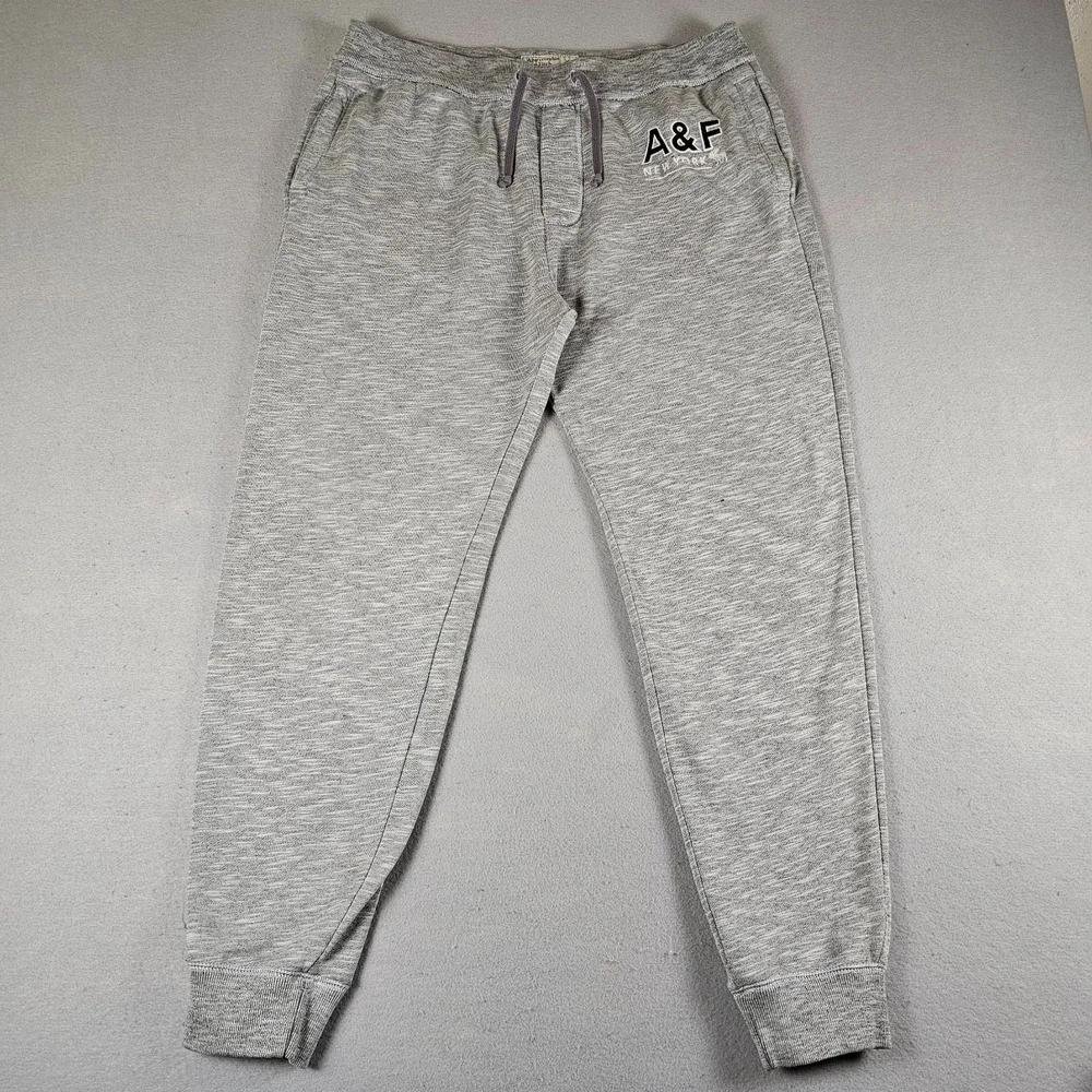 Y2K Abercrombie & Fitch Joggers Mens Extra Large Heather Gray A&F New York Logo